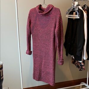 Pink and grey Cowl Neck Sweater Dress